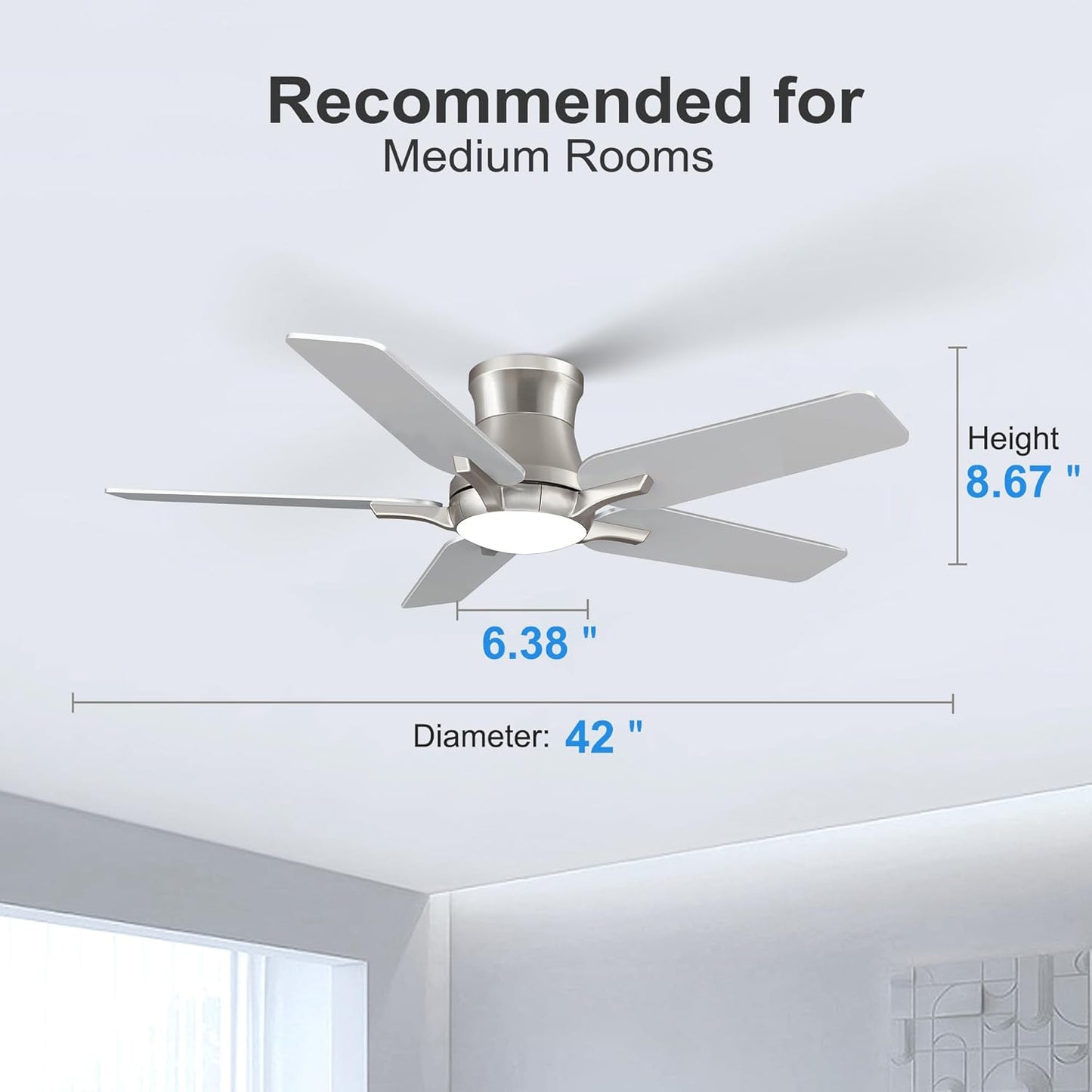β¨ 2-in-1 Ceiling Fan with Dimmable LED Light π₯ Reversible Airflow, Ultra Noiseless Remote Control Ceiling Fixture, Energy Saving Home Lamp for Bedroom Living Room Dining Room Hallway
