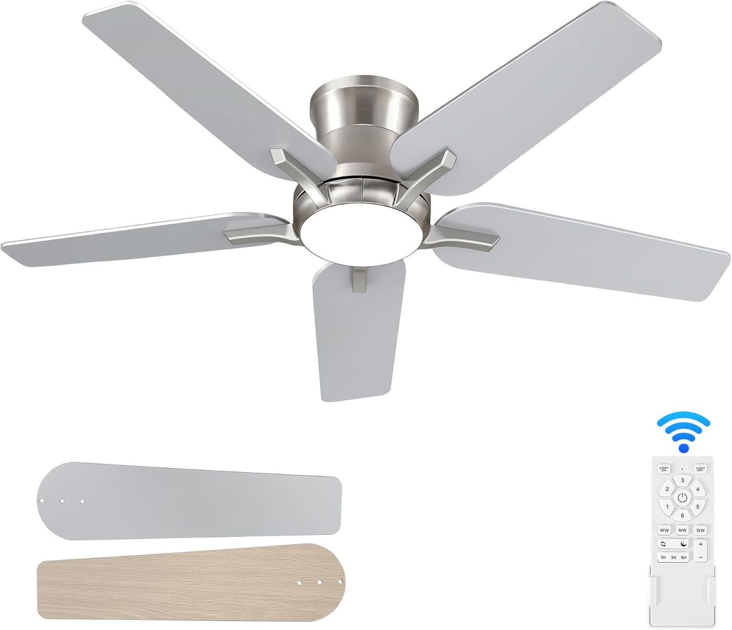 ✨ 2-in-1 Ceiling Fan with Dimmable LED Light 🔥 Reversible Airflow, Ultra Noiseless Remote Control Ceiling Fixture, Energy Saving Home Lamp for Bedroom Living Room Dining Room Hallway