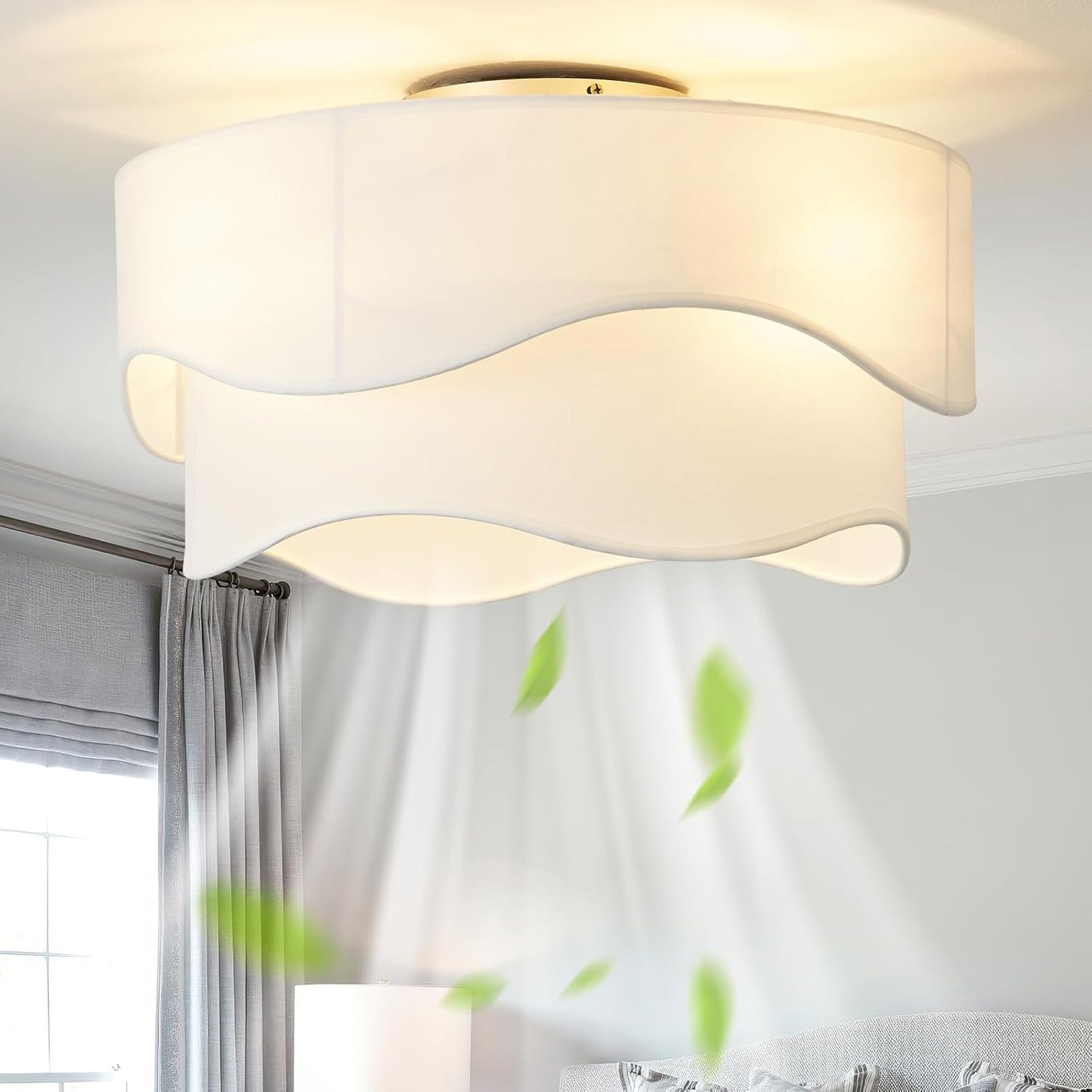 🧺 20 Inch Boho Caged Flush Mount Ceiling Fan with Light 🔥 6-Speed Reversible Quiet Fan, Remote & Timer Control, Low Profile Artistic Ceiling Fixture for Nursery Bedroom Living Room Home Office