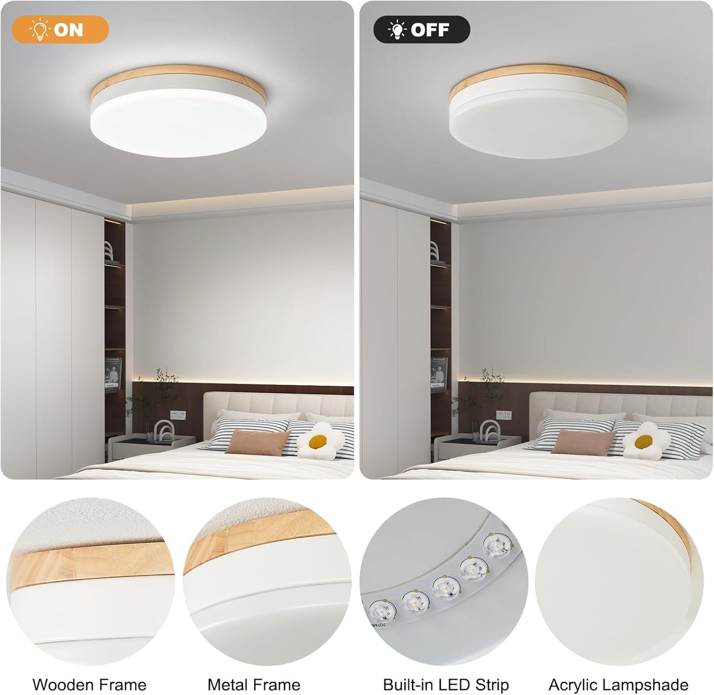 🔥Hot Sale! Dimmable LED Light Fixtures | 3000K-6000K Adjustable Color Temperature✨ Home Decor Lighting for Indoor Use