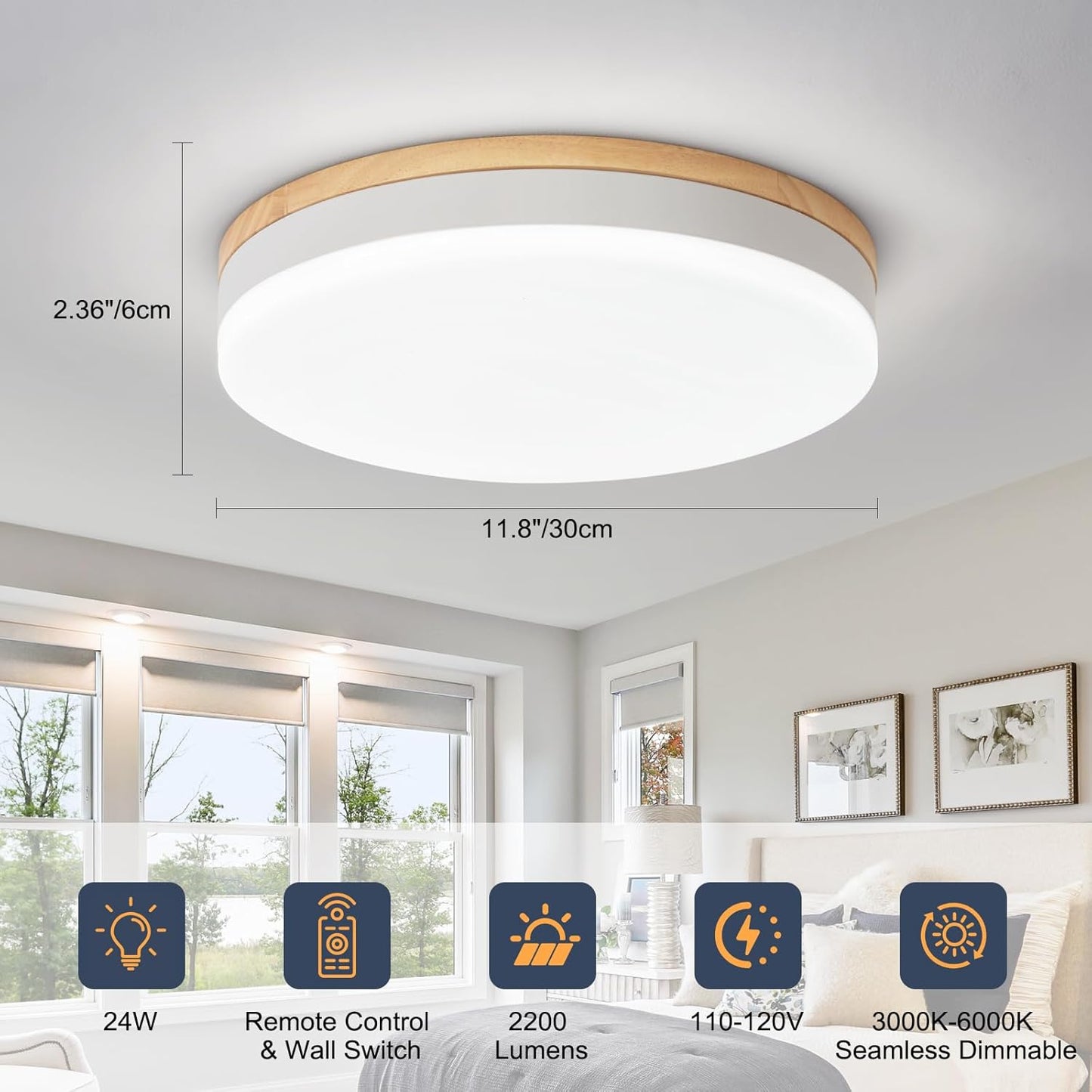 🔥Hot Sale! Dimmable LED Light Fixtures | 3000K-6000K Adjustable Color Temperature✨ Home Decor Lighting for Indoor Use