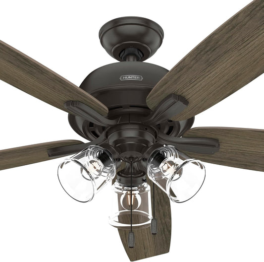 🏅 60 Inch Traditional Ceiling Fan with LED Light ✨ Noble Bronze 5-Blade Fan, 3-Speed Reversible Quiet Motor, Pull Chain Control, Energy Saving Ceiling Fixture for Large Bedroom Living Room Kitchen