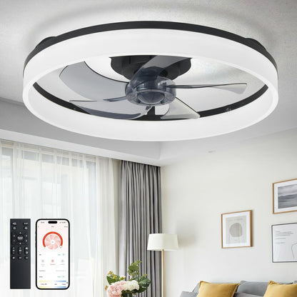 Hot Sale! Modern 2-in-1 Ceiling Fan with LED Light ✨ Retractable Blades & 3 Color Changing Light for Home Decor