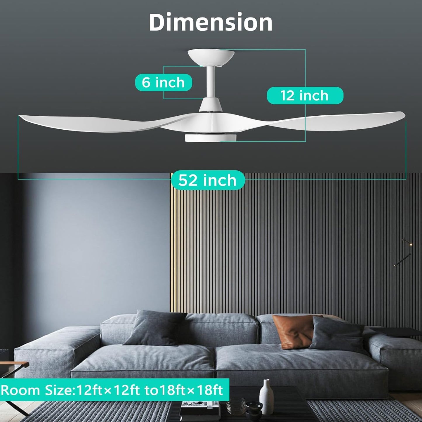 ✨ 52 Inch 3-Blade Ceiling Fan with LED Light 🔥 Reversible Quiet DC Motor, 3 Color Temperature, 6 Speed Wind, Remote & Timer Control, Large Airflow Energy Saving Ceiling Fixture for Bedroom Living Room Dining Playroom