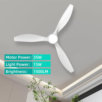 ✨ 52 Inch 3-Blade Ceiling Fan with LED Light 🔥 Reversible Quiet DC Motor, 3 Color Temperature, 6 Speed Wind, Remote & Timer Control, Large Airflow Energy Saving Ceiling Fixture for Bedroom Living Room Dining Playroom