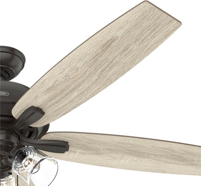 🏅 60 Inch Traditional Ceiling Fan with LED Light ✨ Noble Bronze 5-Blade Fan, 3-Speed Reversible Quiet Motor, Pull Chain Control, Energy Saving Ceiling Fixture for Large Bedroom Living Room Kitchen