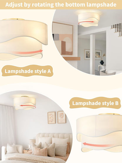 🧺 20 Inch Boho Caged Flush Mount Ceiling Fan with Light 🔥 6-Speed Reversible Quiet Fan, Remote & Timer Control, Low Profile Artistic Ceiling Fixture for Nursery Bedroom Living Room Home Office