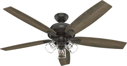 🏅 60 Inch Traditional Ceiling Fan with LED Light ✨ Noble Bronze 5-Blade Fan, 3-Speed Reversible Quiet Motor, Pull Chain Control, Energy Saving Ceiling Fixture for Large Bedroom Living Room Kitchen