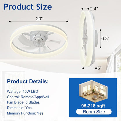 Hot Sale! Modern 2-in-1 Ceiling Fan with LED Light ✨ Retractable Blades & 3 Color Changing Light for Home Decor