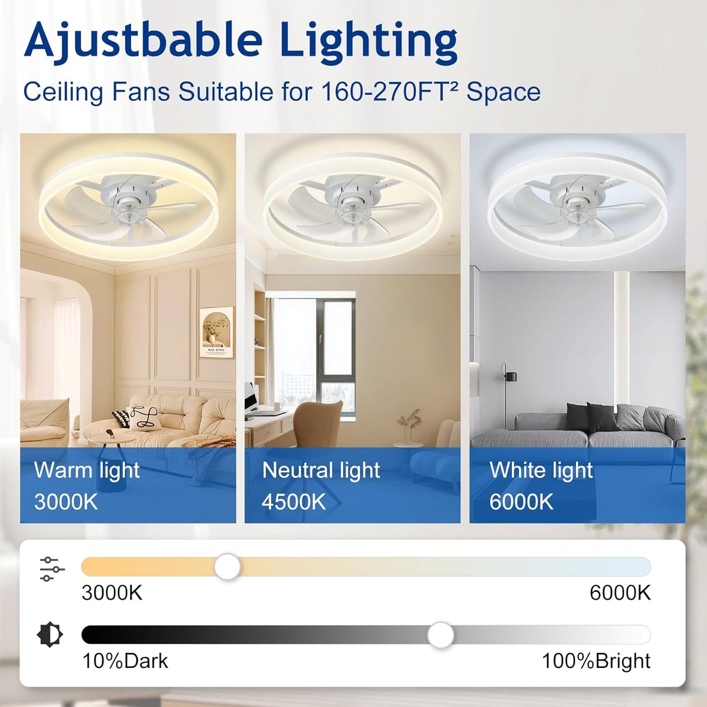 Hot Sale! Modern 2-in-1 Ceiling Fan with LED Light ✨ Retractable Blades & 3 Color Changing Light for Home Decor