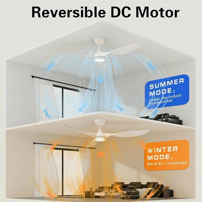 ✨ 52 Inch 3-Blade Ceiling Fan with LED Light 🔥 Reversible Quiet DC Motor, 3 Color Temperature, 6 Speed Wind, Remote & Timer Control, Large Airflow Energy Saving Ceiling Fixture for Bedroom Living Room Dining Playroom