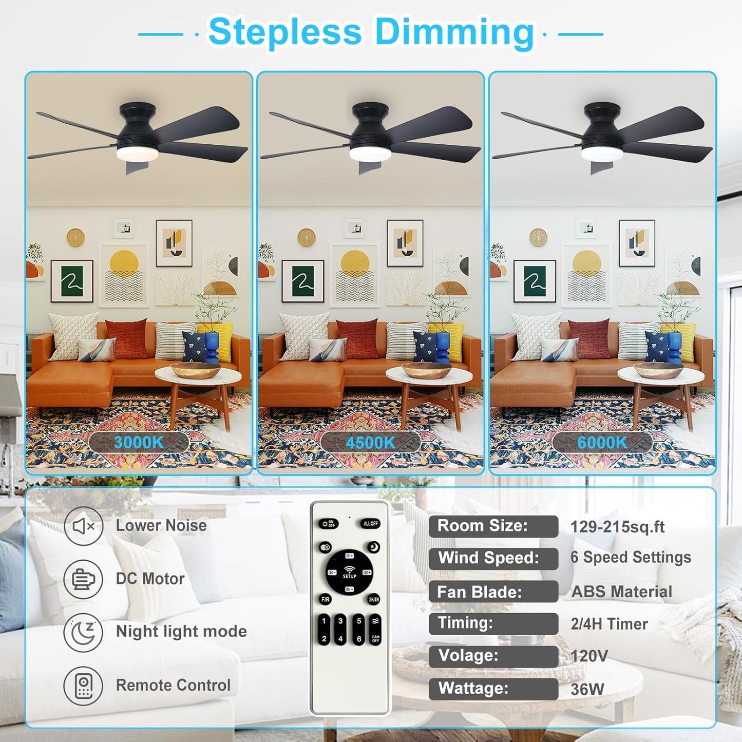 🔥Hot Deal! Modern 2-in-1 Ceiling Fan with LED Light ✨ Remote Control Silent Fan Light for Home Bedroom Living Room