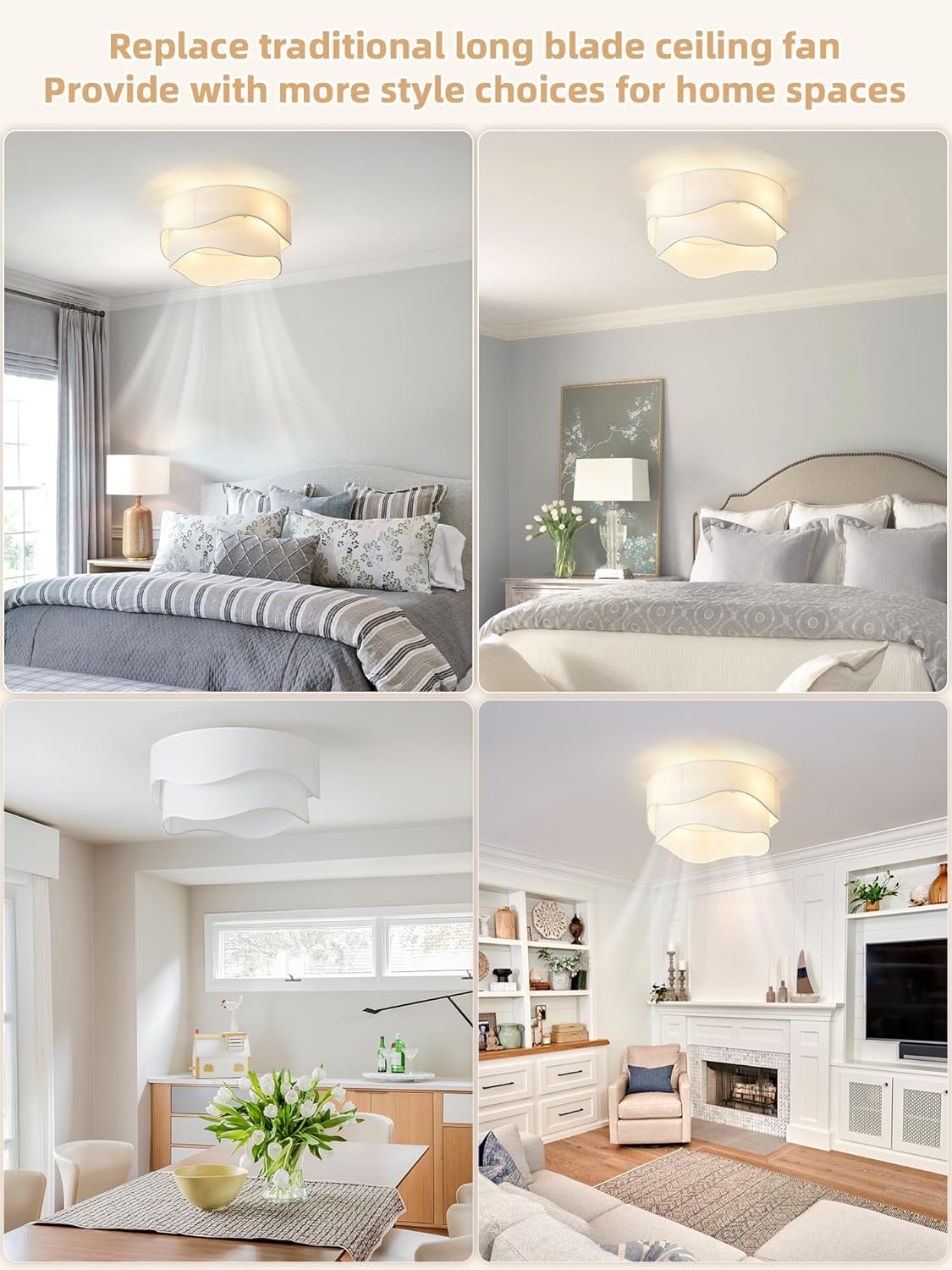 🧺 20 Inch Boho Caged Flush Mount Ceiling Fan with Light 🔥 6-Speed Reversible Quiet Fan, Remote & Timer Control, Low Profile Artistic Ceiling Fixture for Nursery Bedroom Living Room Home Office