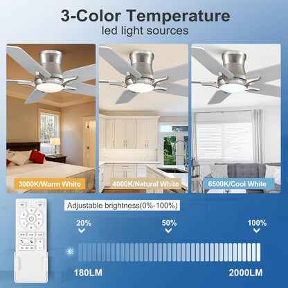 ✨ 2-in-1 Ceiling Fan with Dimmable LED Light 🔥 Reversible Airflow, Ultra Noiseless Remote Control Ceiling Fixture, Energy Saving Home Lamp for Bedroom Living Room Dining Room Hallway