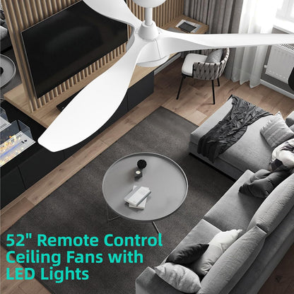 ✨ 52 Inch 3-Blade Ceiling Fan with LED Light 🔥 Reversible Quiet DC Motor, 3 Color Temperature, 6 Speed Wind, Remote & Timer Control, Large Airflow Energy Saving Ceiling Fixture for Bedroom Living Room Dining Playroom