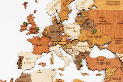 🪵 Handmade Wooden World Map Wall Decoration 🔥 Rustic Wall Art Ornament, Easy to Hang Decor for Living Room Bedroom Study Office