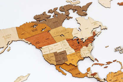🪵 Handmade Wooden World Map Wall Decoration 🔥 Rustic Wall Art Ornament, Easy to Hang Decor for Living Room Bedroom Study Office