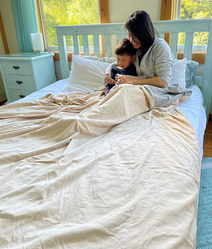 🌙 Limited Hot Sale! Large Organic Cotton EMF Shielding Blanket 🛌 Soft Radiation Protection Throw for Sleep & Daily Use