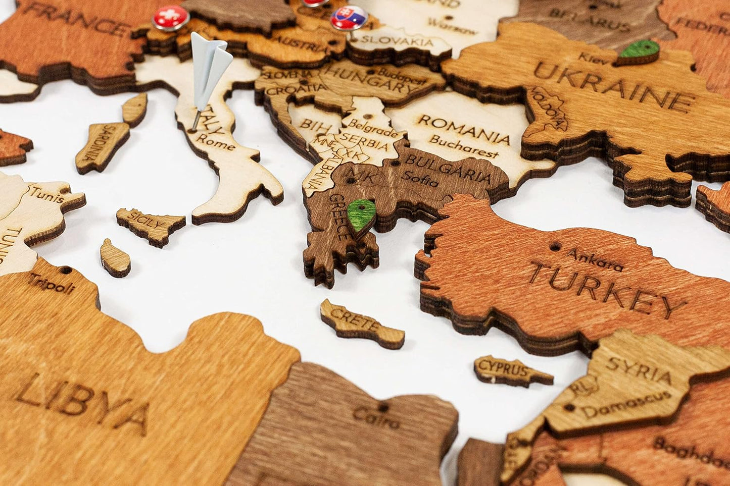 🪵 Handmade Wooden World Map Wall Decoration 🔥 Rustic Wall Art Ornament, Easy to Hang Decor for Living Room Bedroom Study Office
