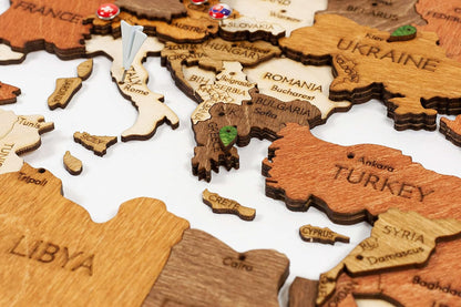 🪵 Handmade Wooden World Map Wall Decoration 🔥 Rustic Wall Art Ornament, Easy to Hang Decor for Living Room Bedroom Study Office